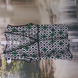 New with tags! Caren Sport Womens 2X green white black sleeveless dressy top